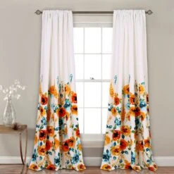 Percy Bloom Light Filtering Window Curtain Panel Set