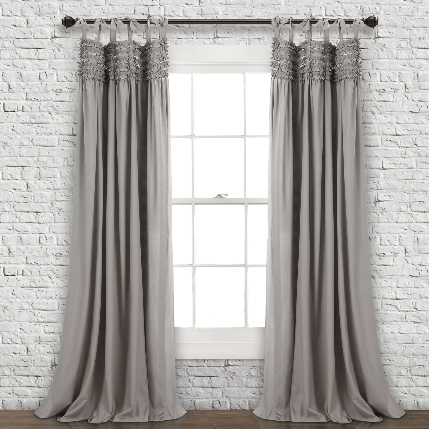 Lydia Ruffle Window Curtain Panel Set - Image 6