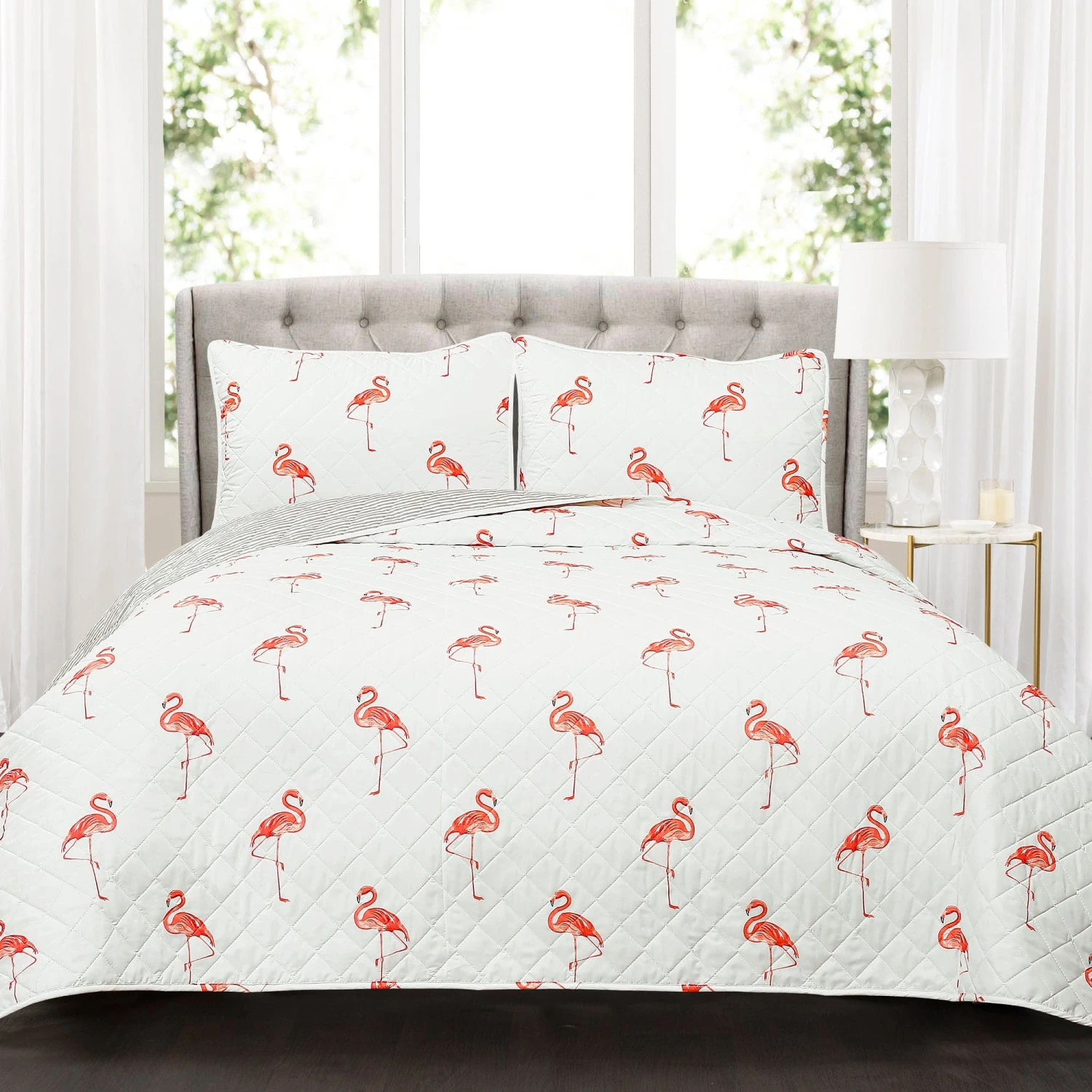 Kelly Flamingo Quilt 3 Piece Set