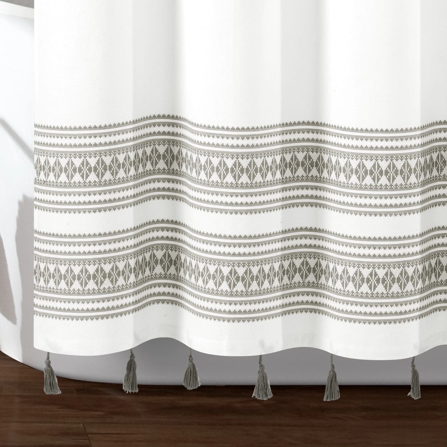 Breezy Chic Tassel Jacquard Recycled Cotton Shower Curtain - Image 8