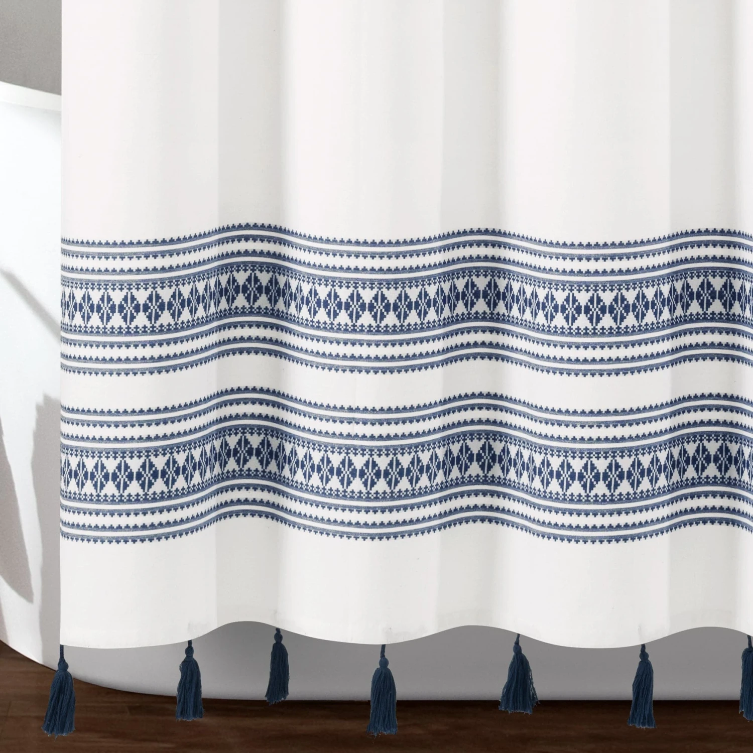 Breezy Chic Tassel Jacquard Recycled Cotton Shower Curtain - Image 12
