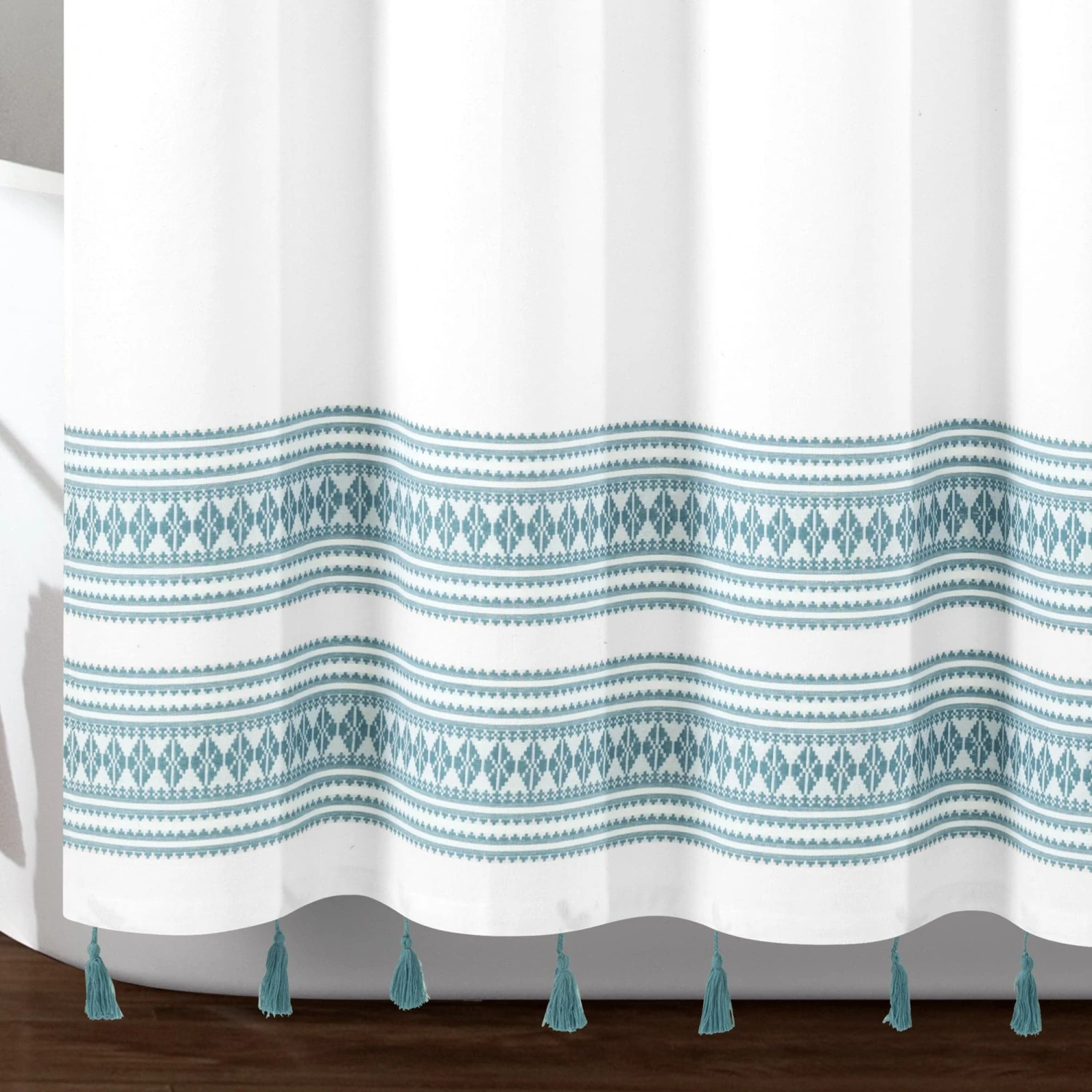 Breezy Chic Tassel Jacquard Recycled Cotton Shower Curtain - Image 16