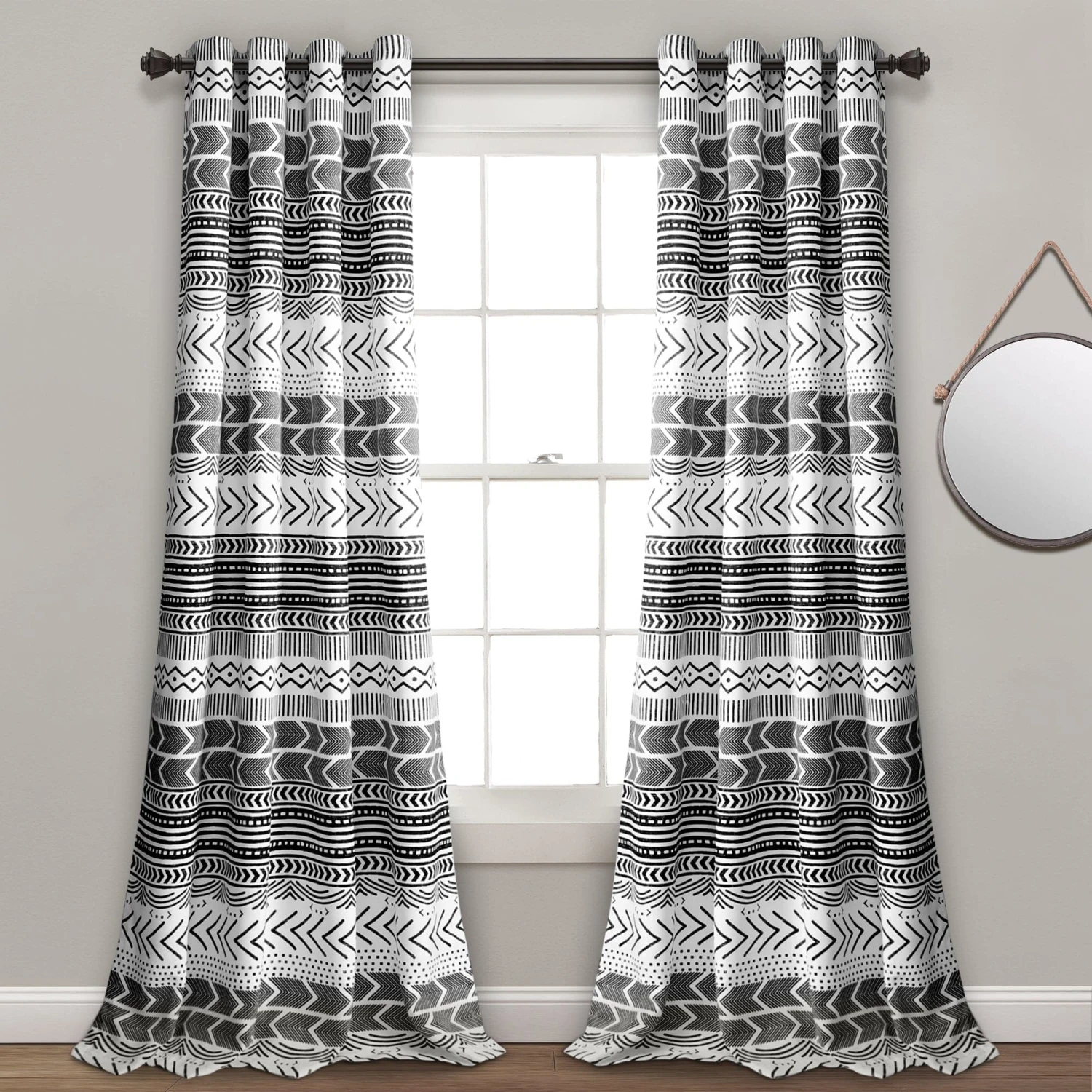 Hygge Geo Light Filtering Window Curtain Panel Set