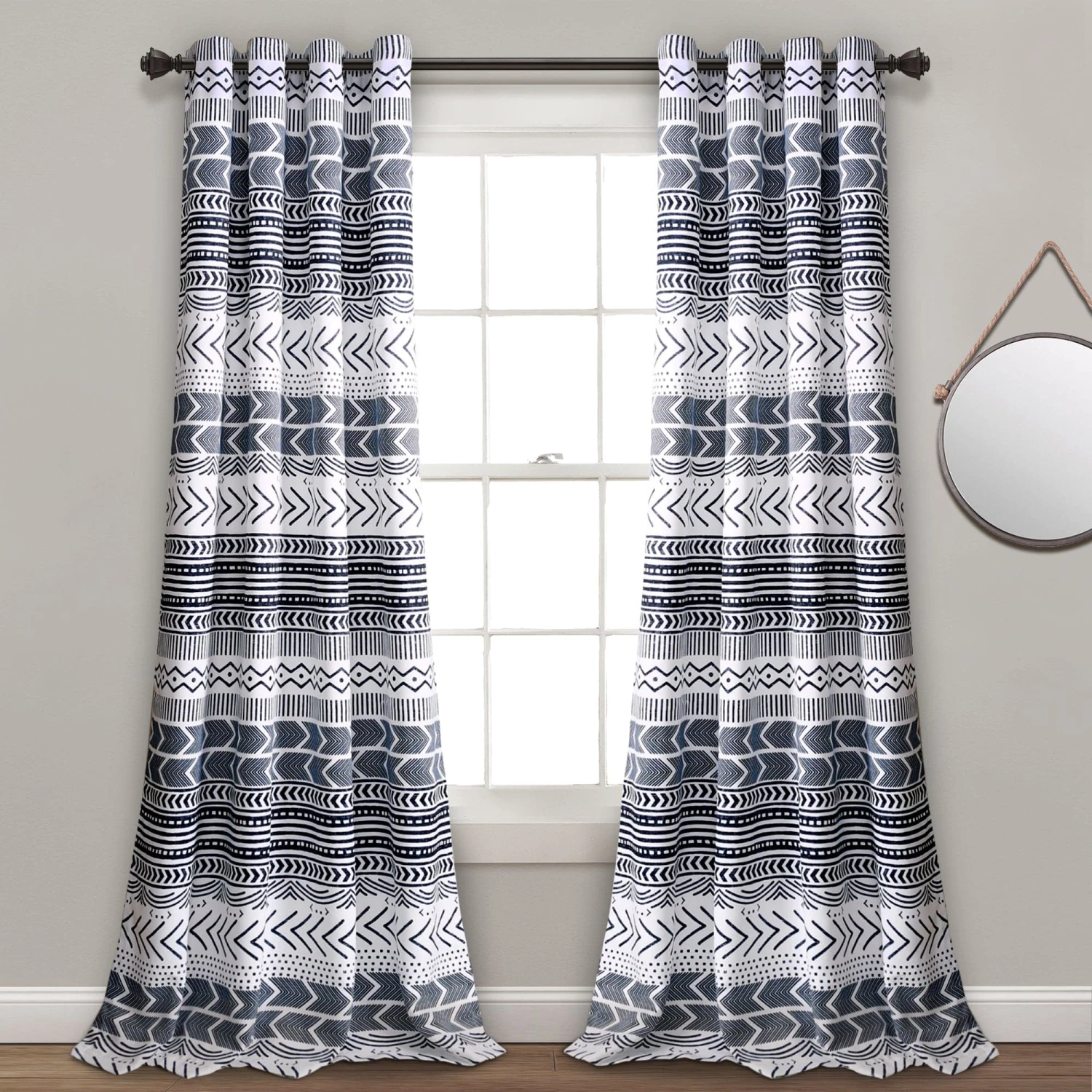 Hygge Geo Light Filtering Window Curtain Panel Set - Image 2