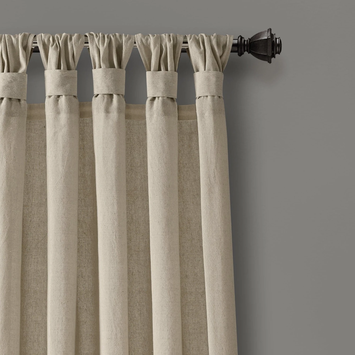 Burlap Knotted Tab Top Window Curtain Panel Set - Image 11