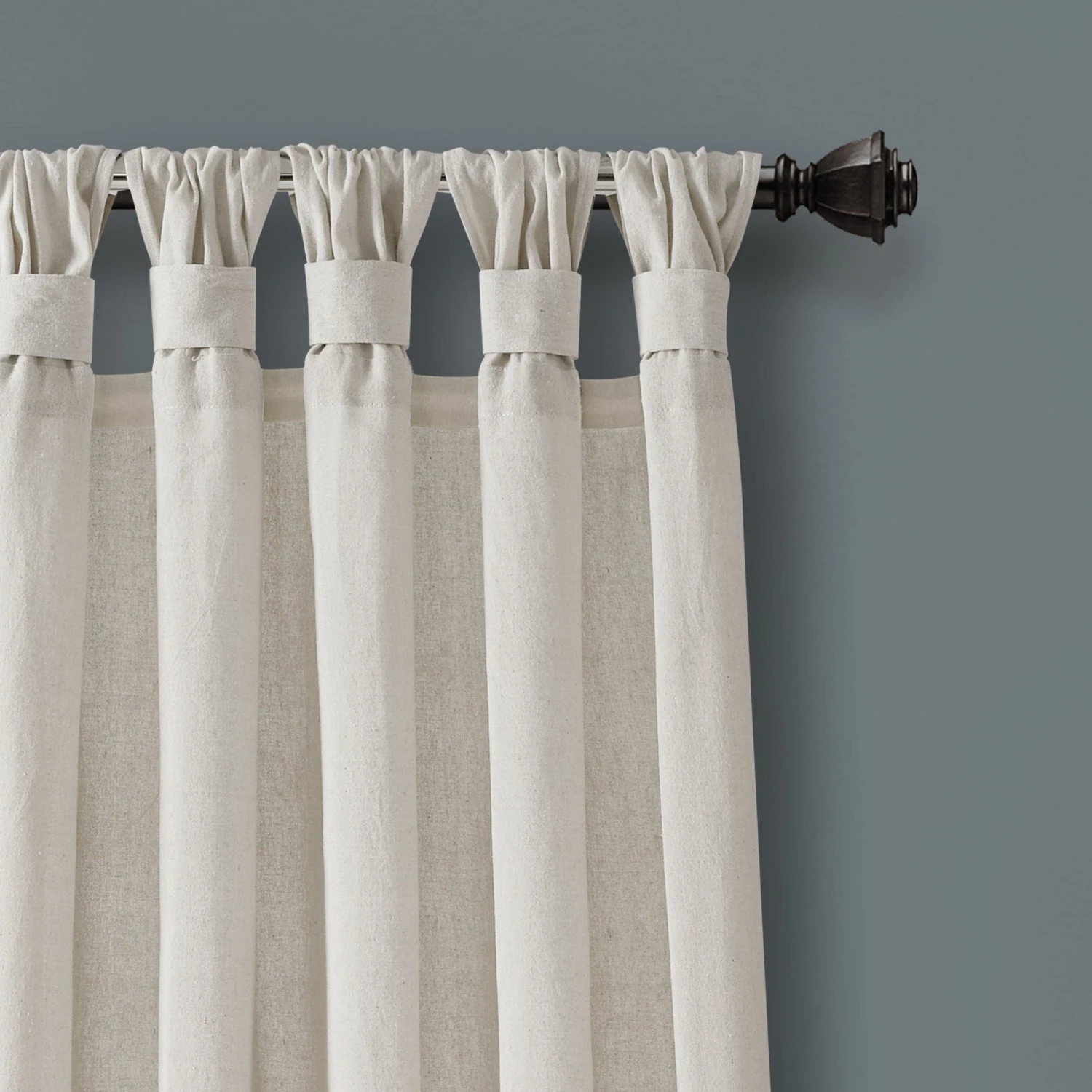 Burlap Knotted Tab Top Window Curtain Panel Set - Image 12