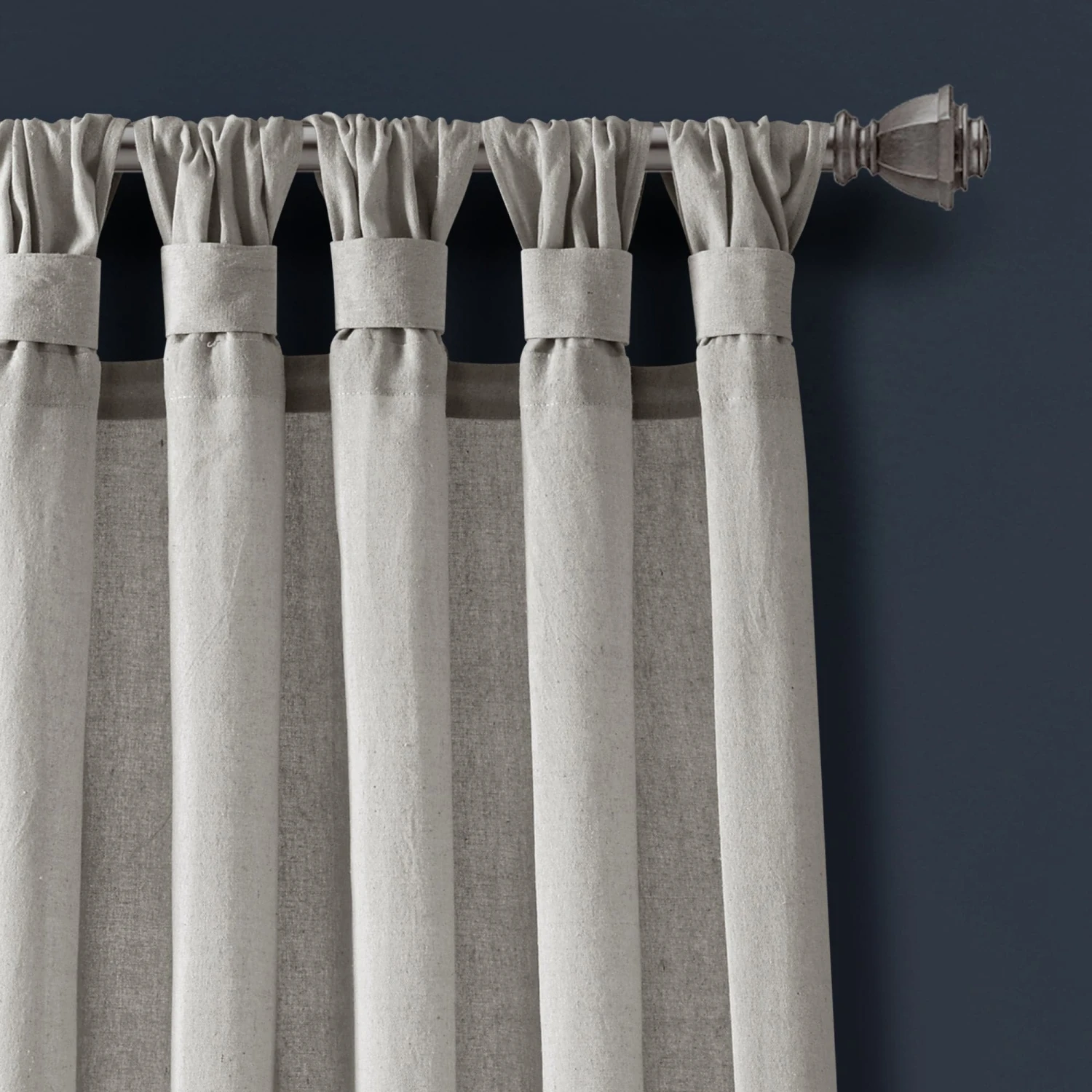 Burlap Knotted Tab Top Window Curtain Panel Set - Image 13