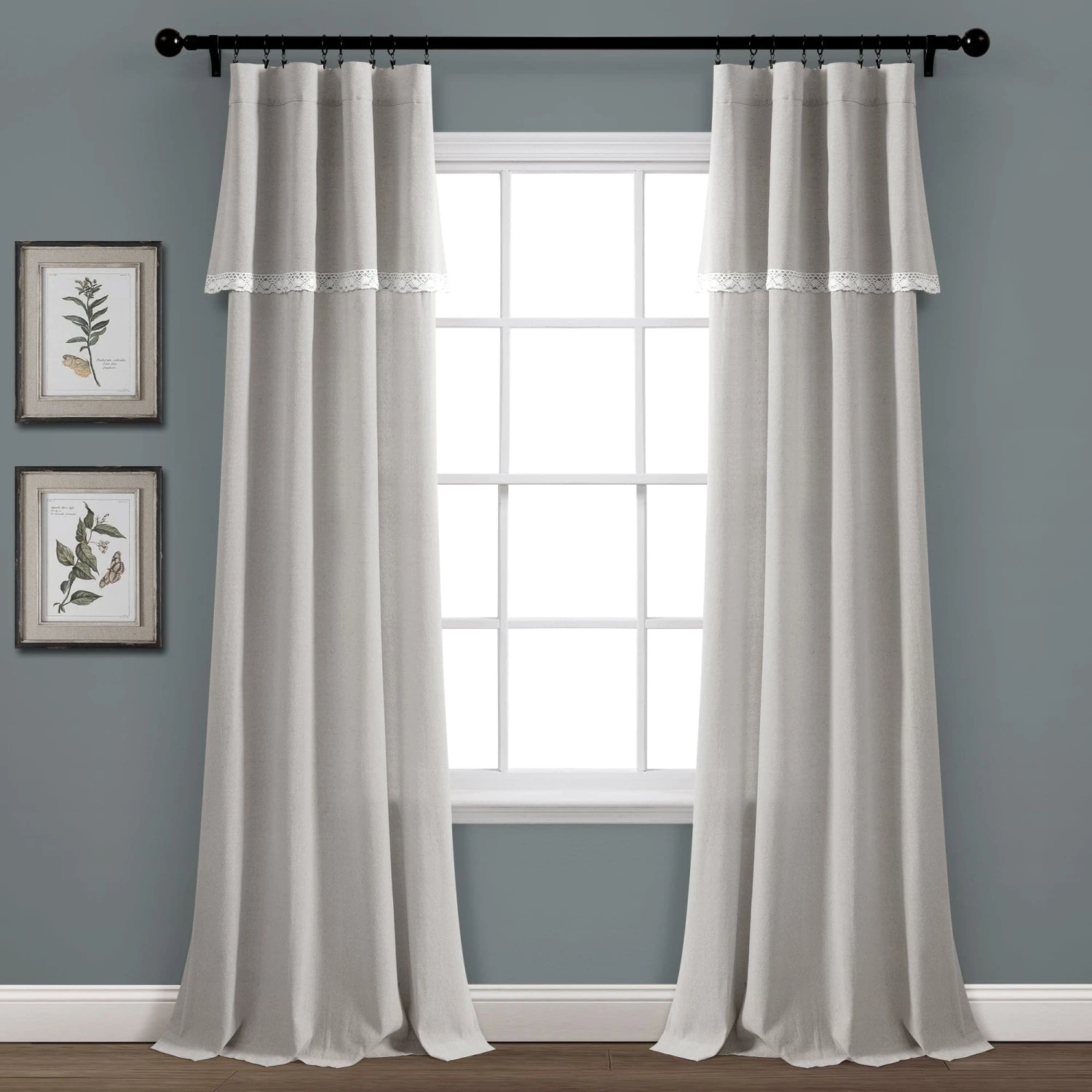 Linen Lace Window Curtain Panel Set - Image 4
