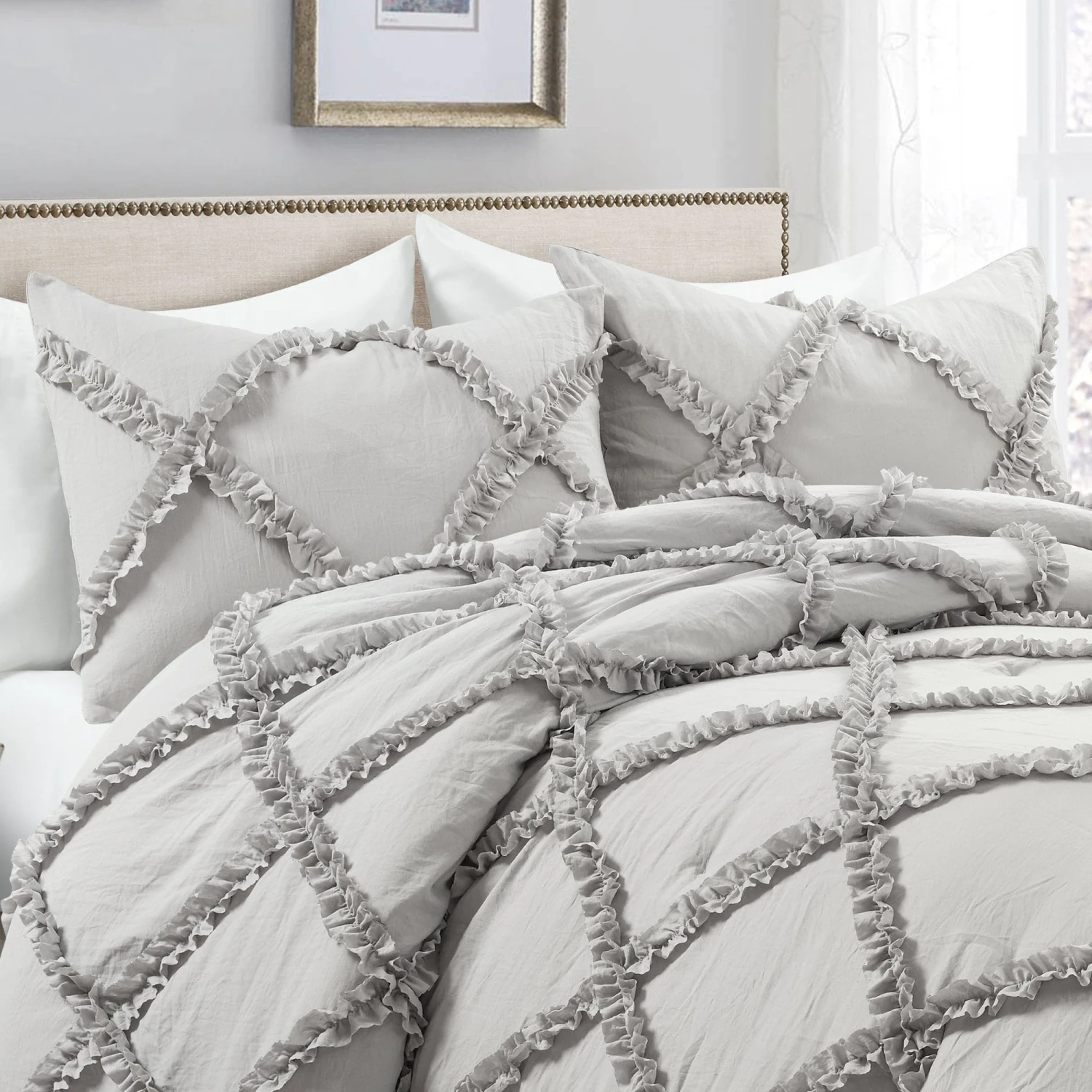 Ruffle Diamond 3 Piece Comforter Set - Image 4