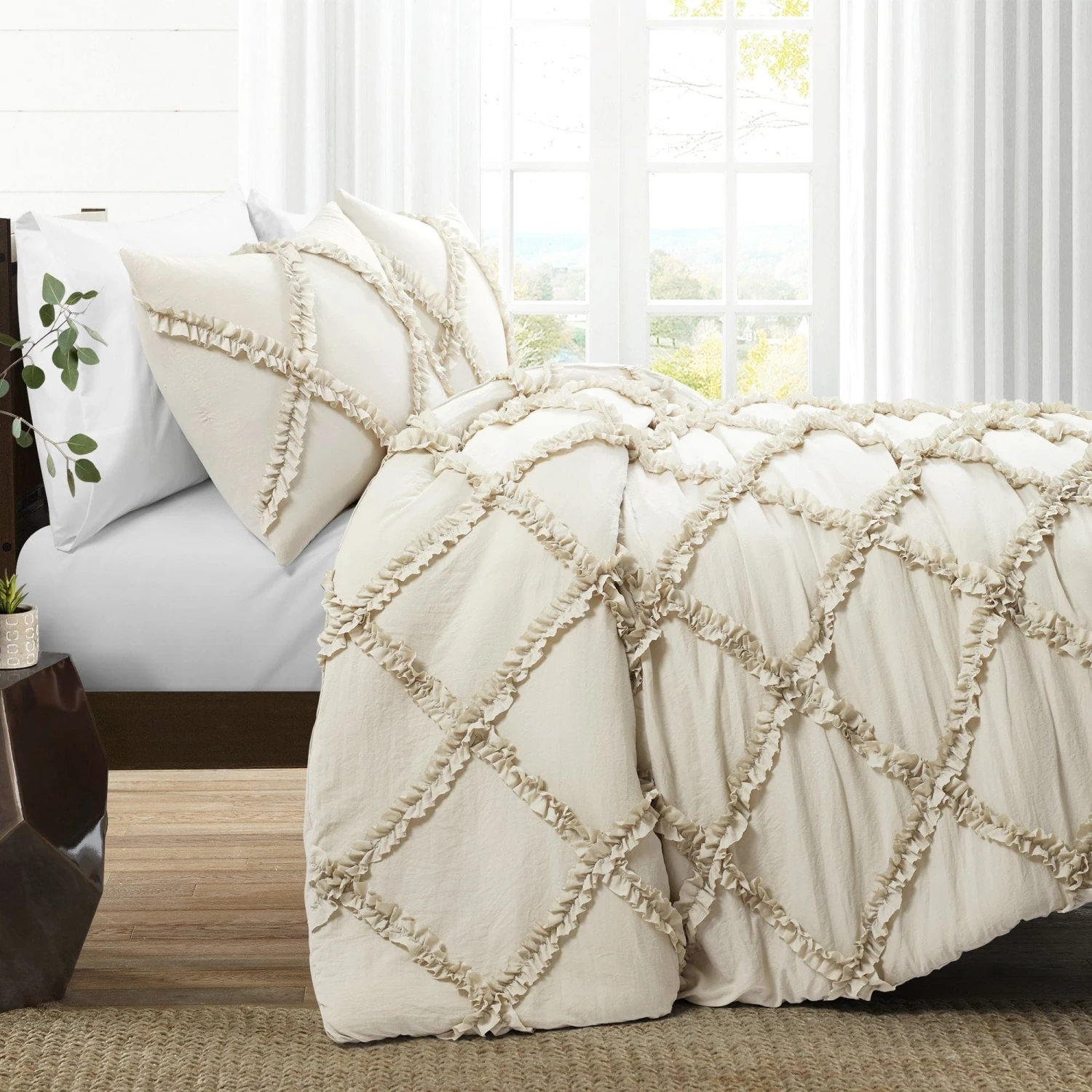 Ruffle Diamond 3 Piece Comforter Set - Image 7