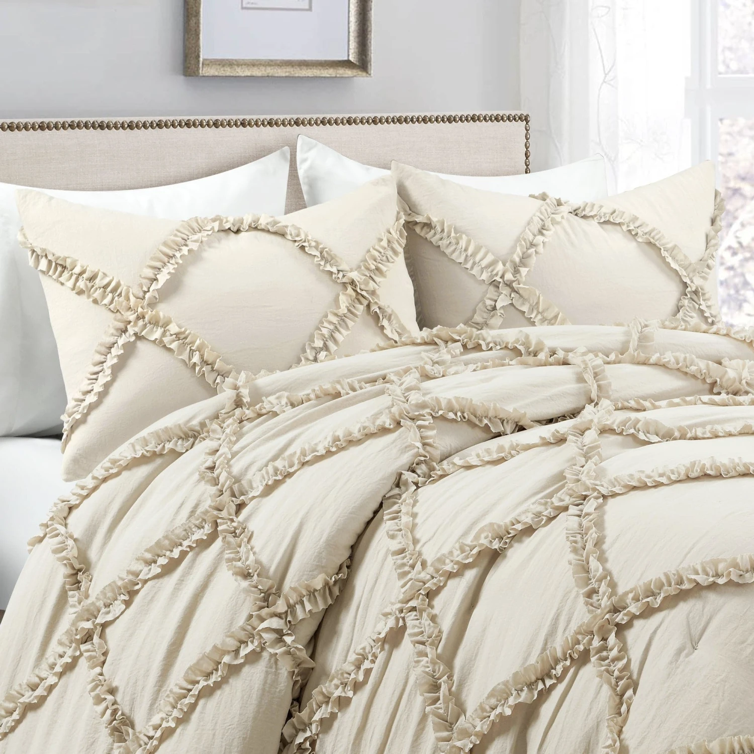 Ruffle Diamond 3 Piece Comforter Set - Image 8