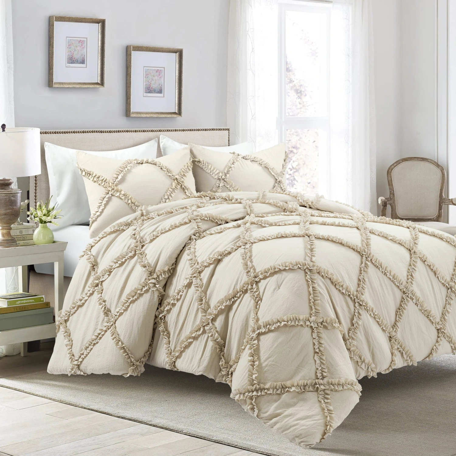 Ruffle Diamond 3 Piece Comforter Set - Image 2