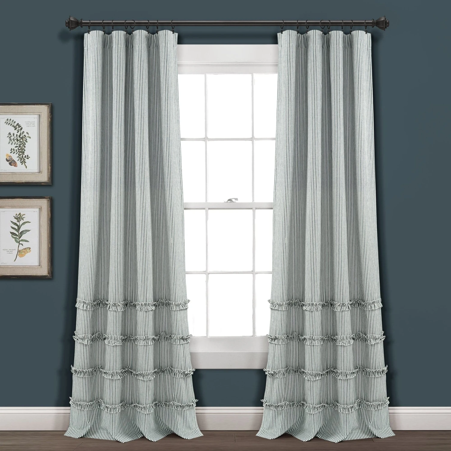 Vintage Stripe Yarn Dyed Window Curtain Panel Set - Image 4