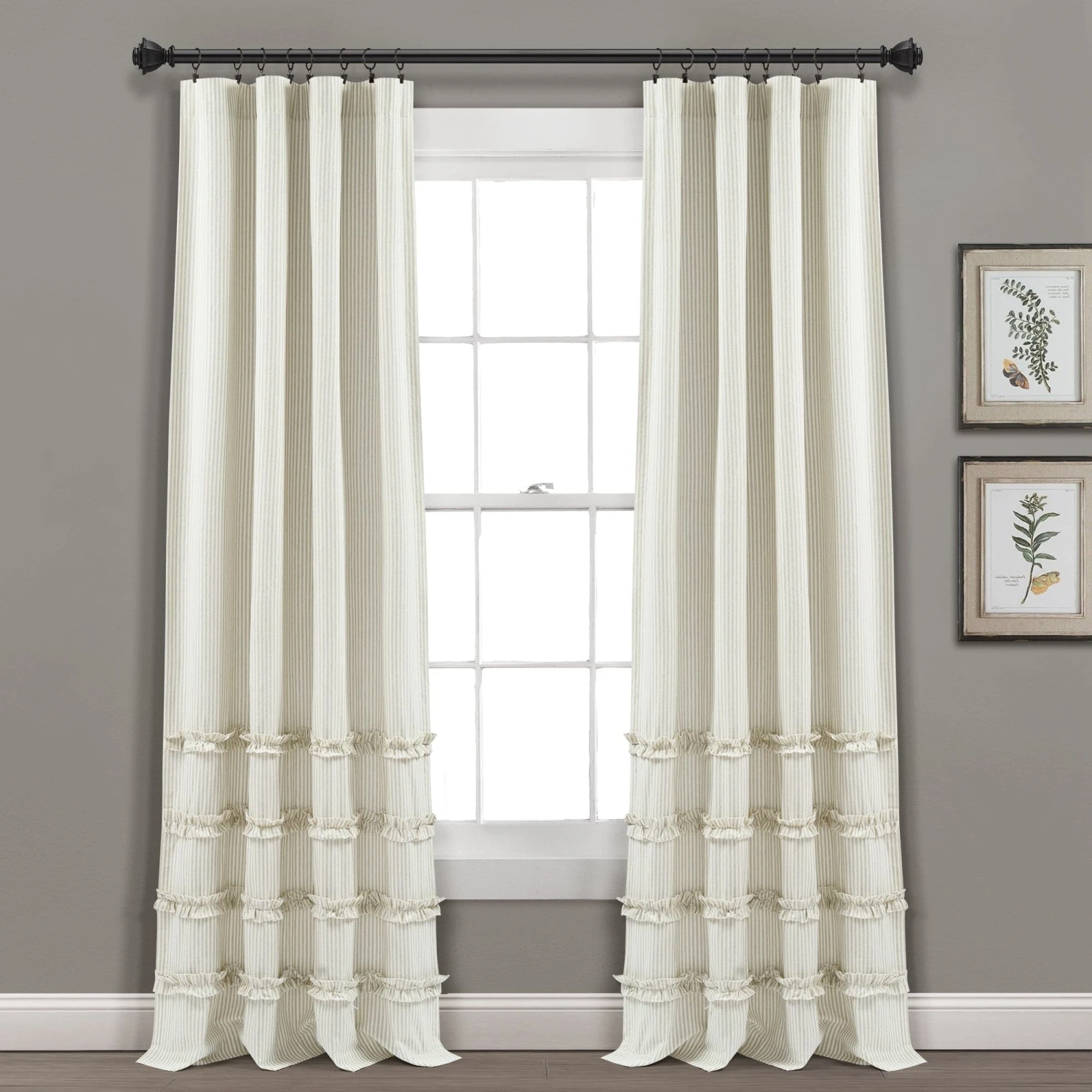 Vintage Stripe Yarn Dyed Window Curtain Panel Set - Image 5