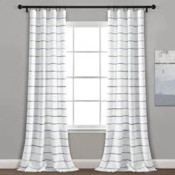 Ombre Stripe Yarn Dyed Recycled Cotton Blend Window Curtain Panel Set