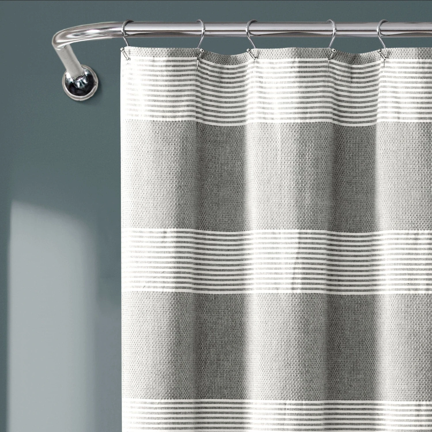 Tucker Stripe Yarn Dyed Cotton Knotted Tassel Shower Curtain - Image 11