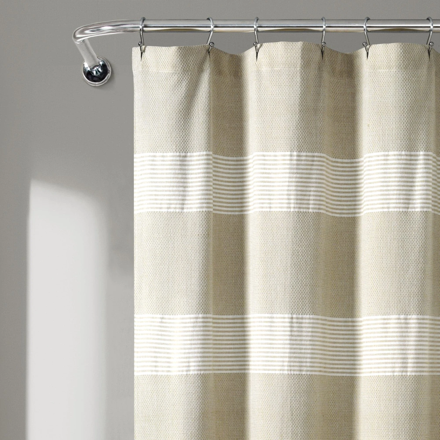 Tucker Stripe Yarn Dyed Cotton Knotted Tassel Shower Curtain - Image 9