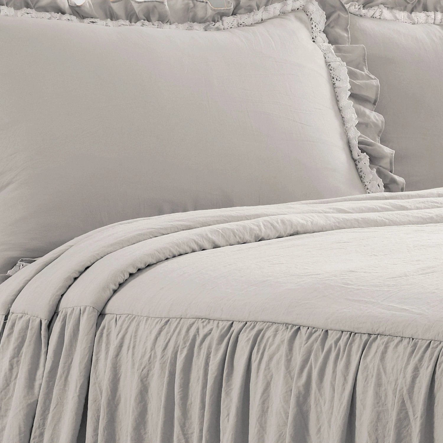 Ella Ruffle Lace 3 Piece Bedspread Set - Image 7