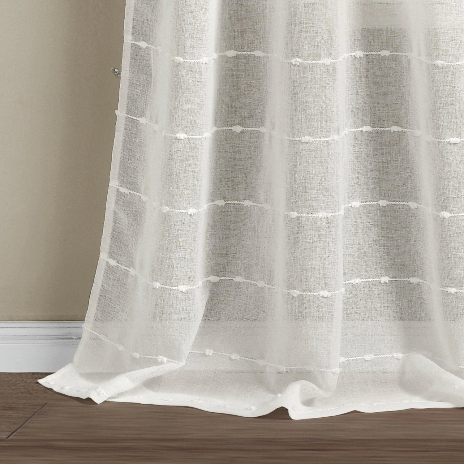 Farmhouse Textured Sheer Back Tab Rod Pocket Window Curtain Panel Set - Image 13