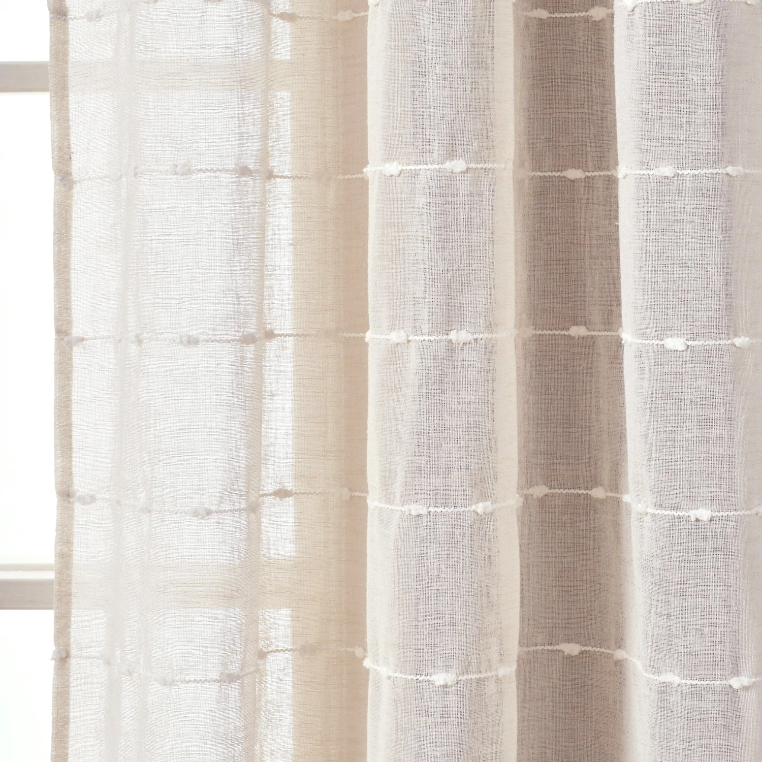 Farmhouse Textured Sheer Back Tab Rod Pocket Window Curtain Panel Set - Image 6