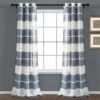 Textured Stripe Grommet Sheer Window Curtain Panel Set