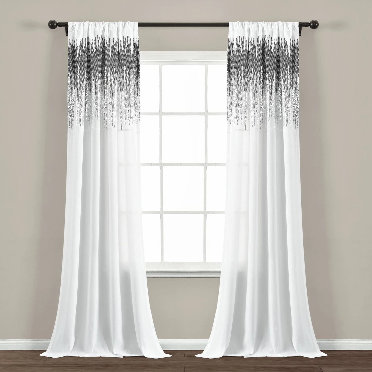 Shimmer Sequins Window Curtain Panel Set - Image 3