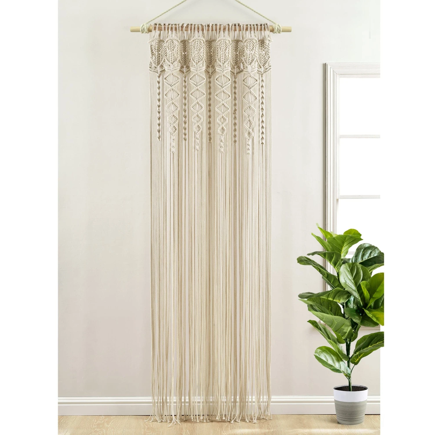 Boho Macrame Textured Cotton Window Curtain - Image 14