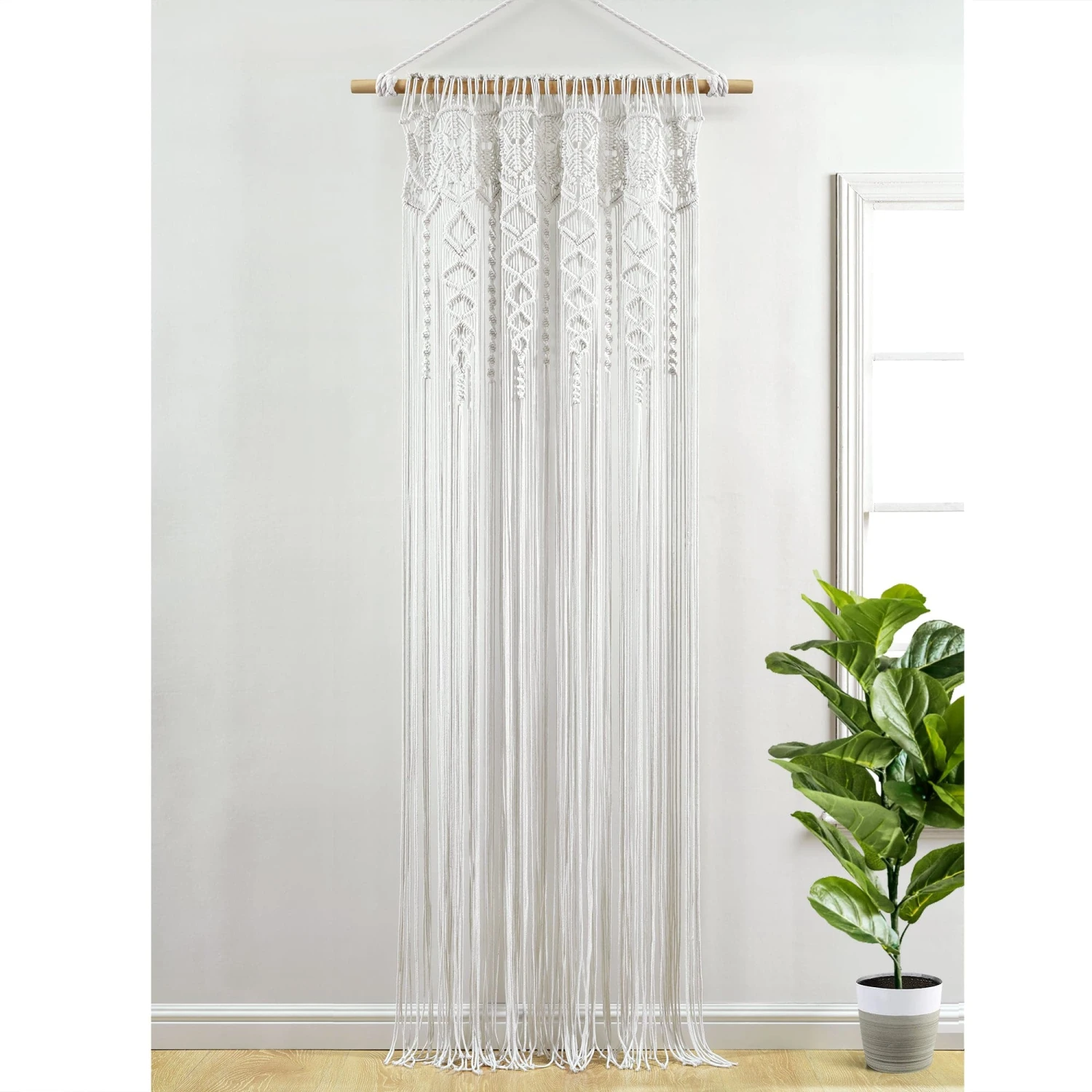 Boho Macrame Textured Cotton Window Curtain - Image 3