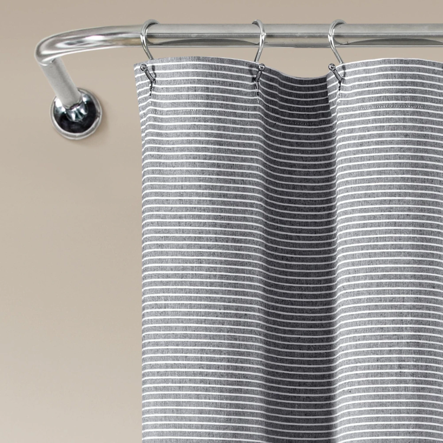 Farmhouse Button Stripe Yarn Dyed Woven Cotton Shower Curtain - Image 5
