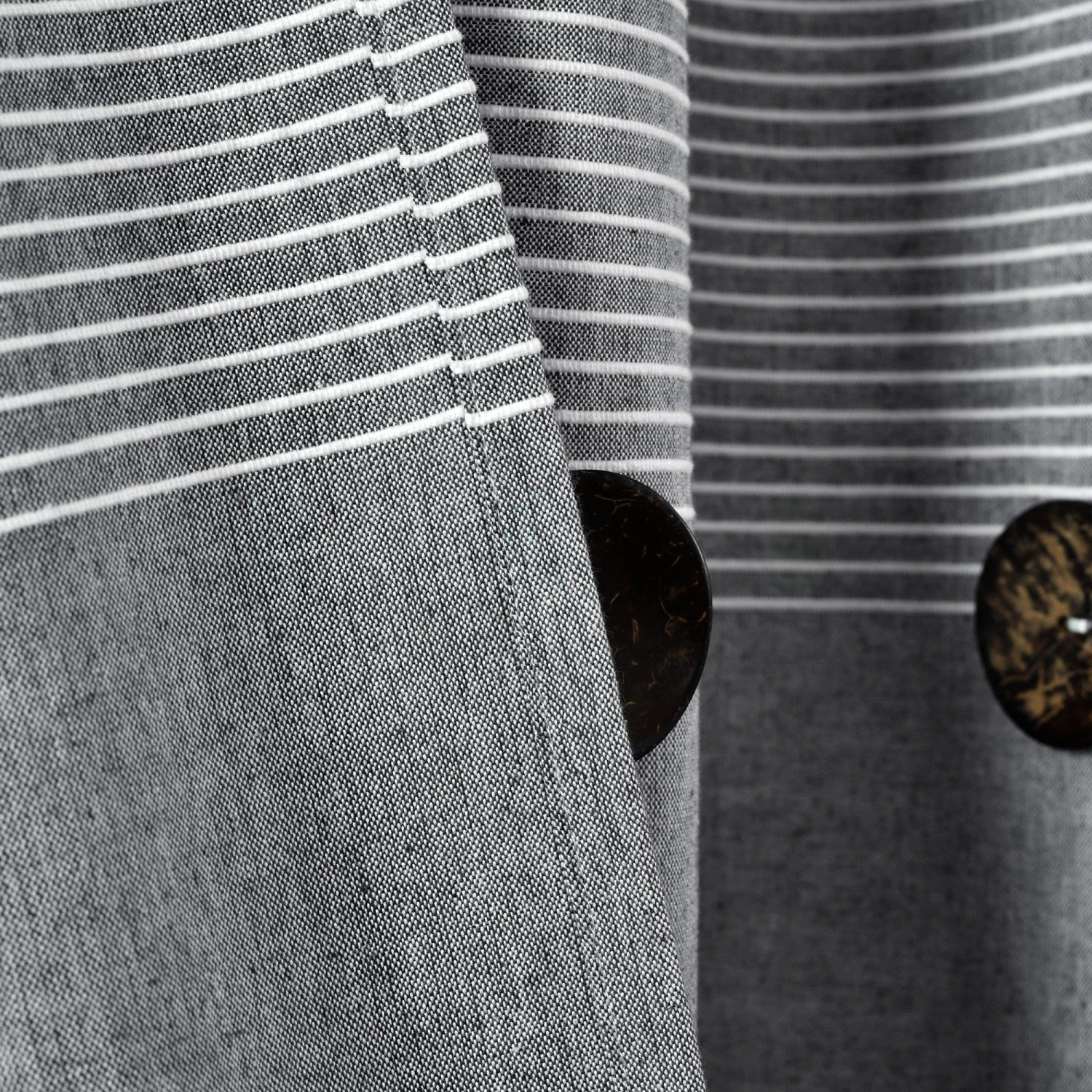 Farmhouse Button Stripe Yarn Dyed Woven Cotton Shower Curtain - Image 9