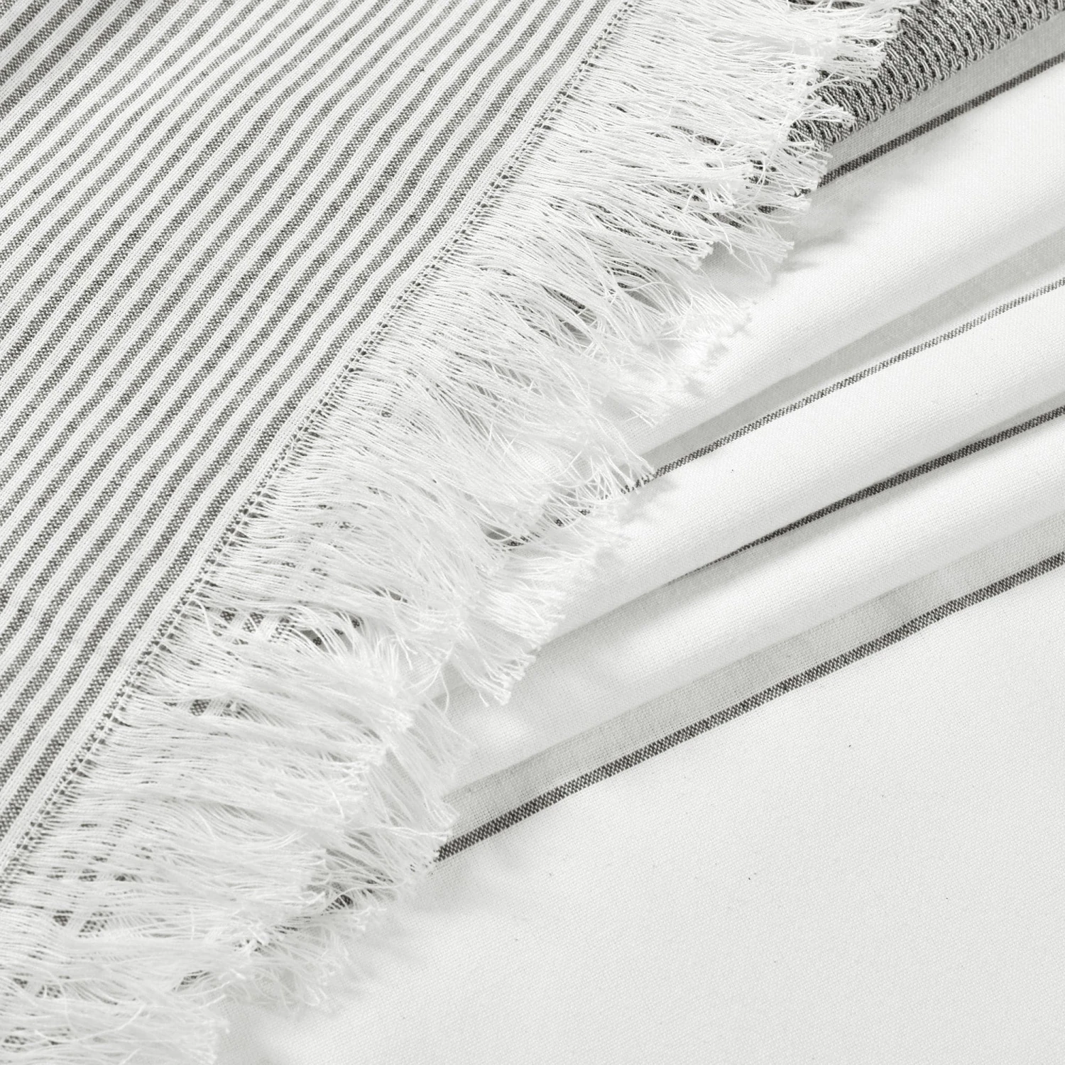 Stripe Yarn Dyed Tassel Fringe Woven Cotton Shower Curtain - Image 10