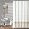 Stripe Yarn Dyed Tassel Fringe Woven Cotton Shower Curtain