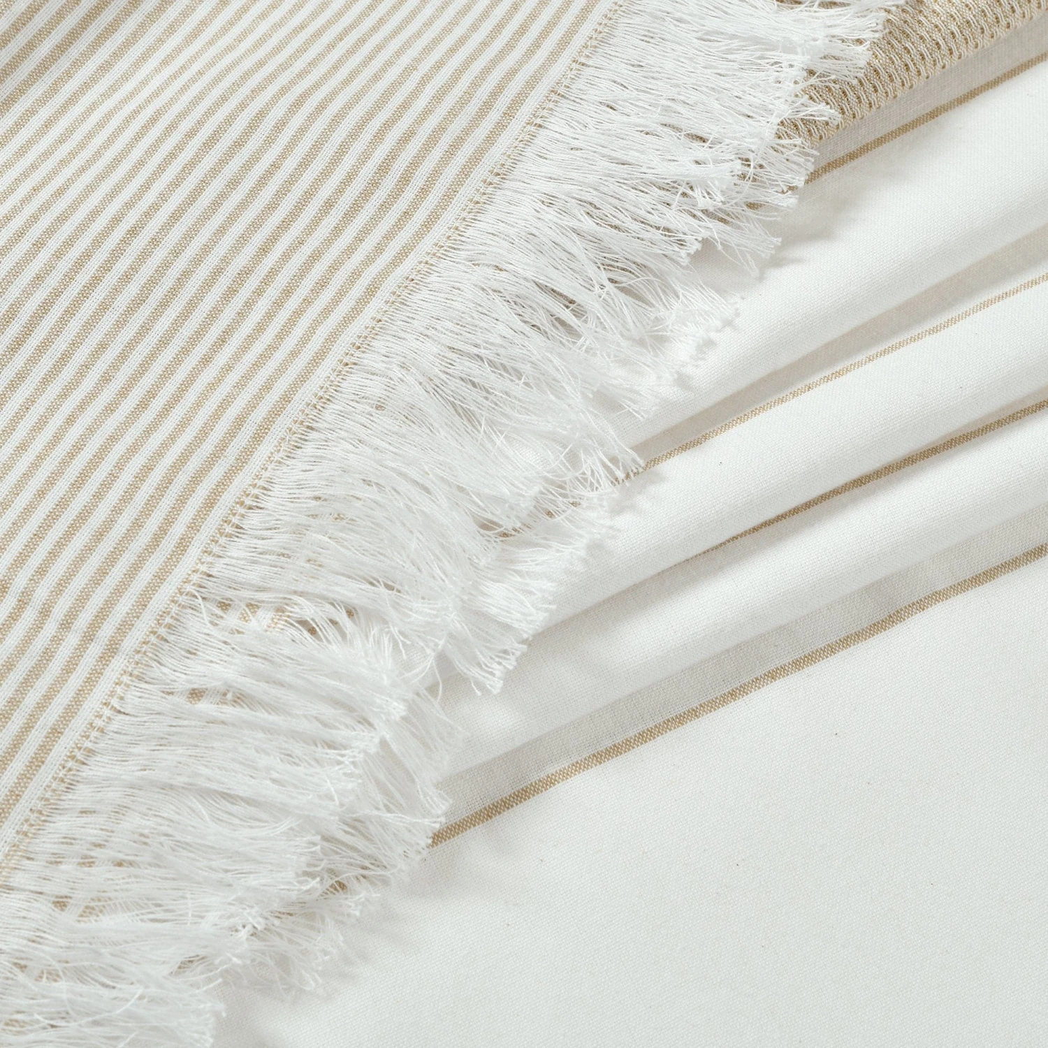 Stripe Yarn Dyed Tassel Fringe Woven Cotton Shower Curtain - Image 5