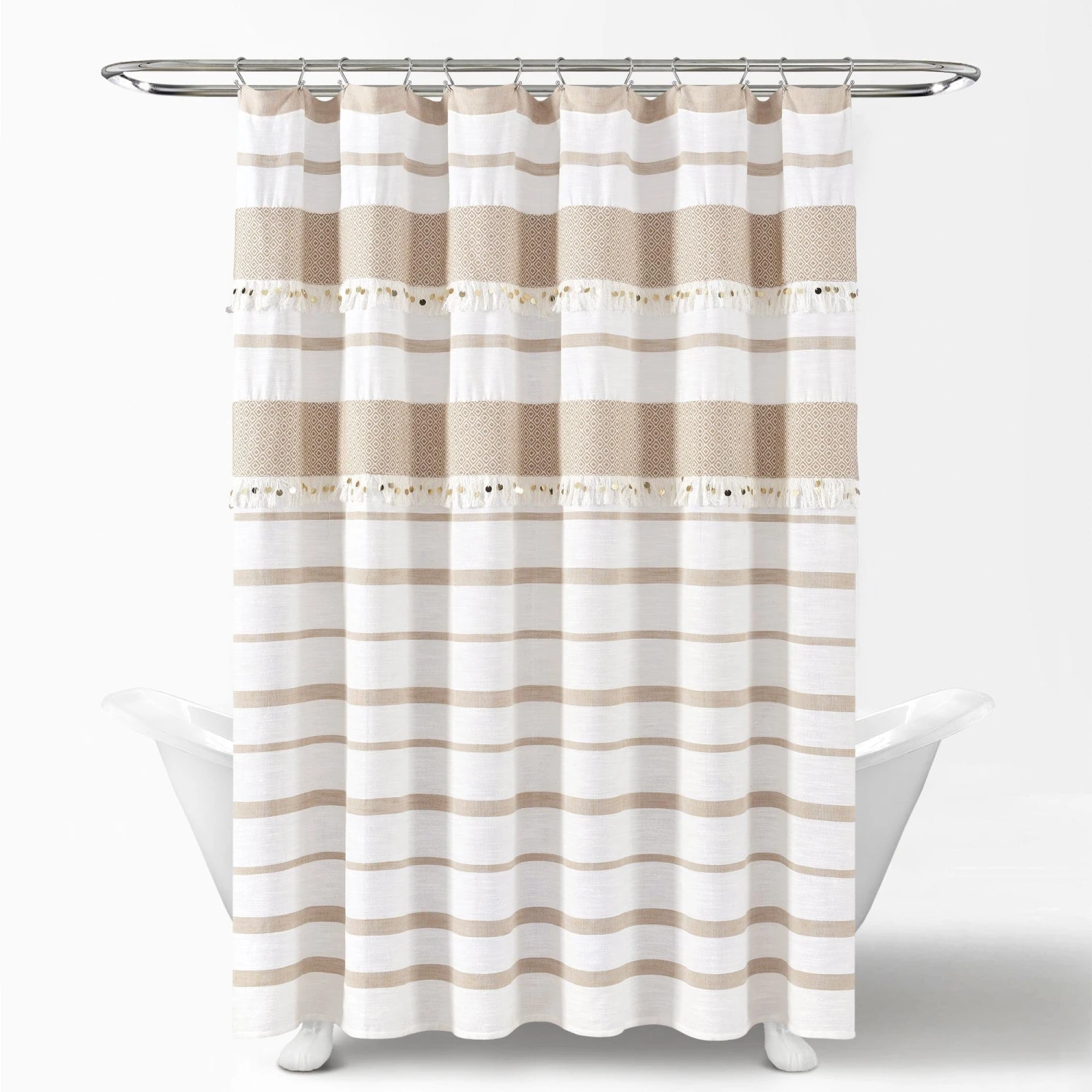 Malaika Stripe Cotton Shower Curtain - Image 2
