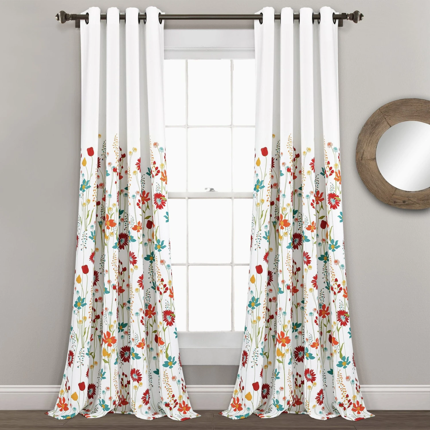 Clarissa Floral Light Filtering Window Curtain Panel Set - Image 2