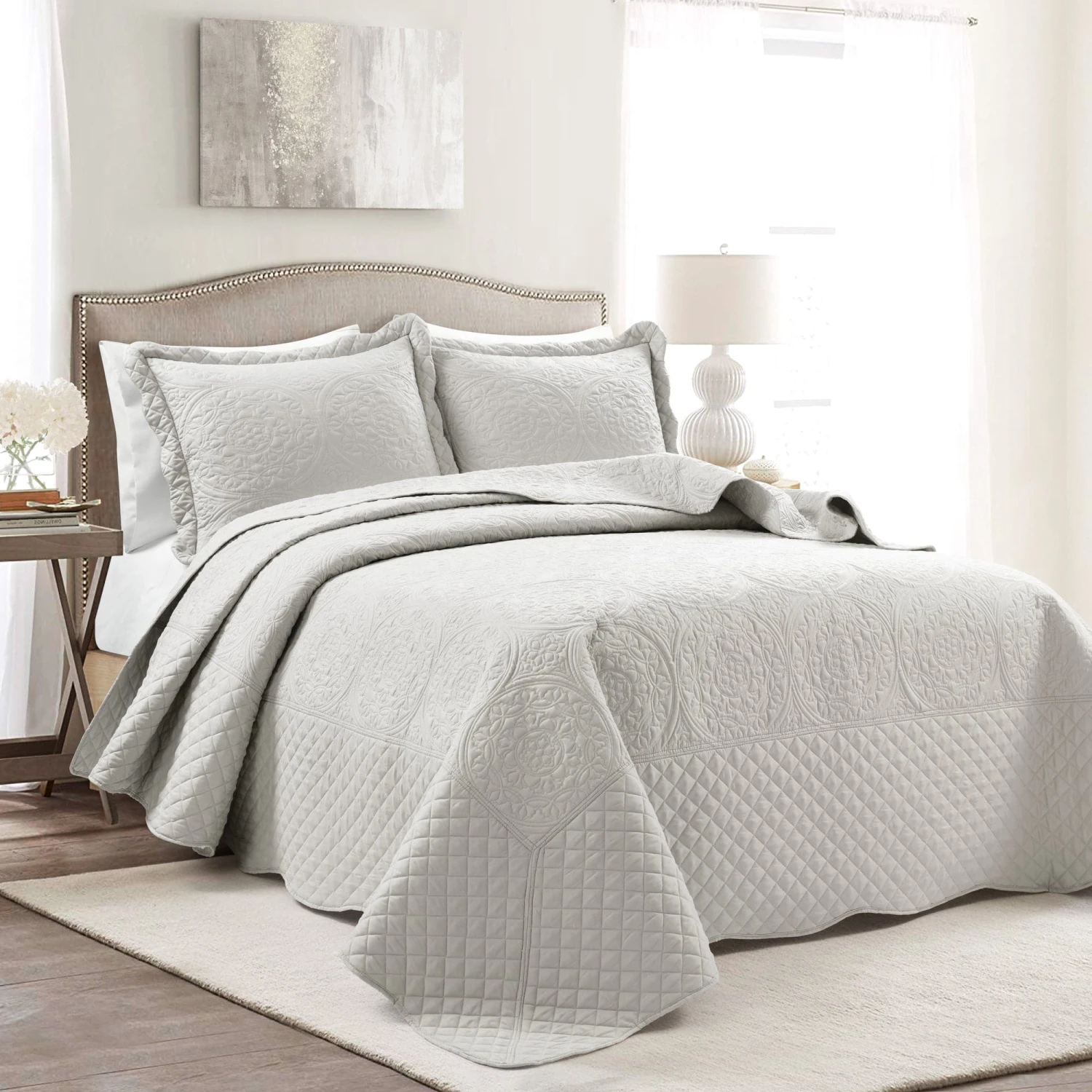 Medallion Scalloped Edge Oversized Bedspread Set - Image 15