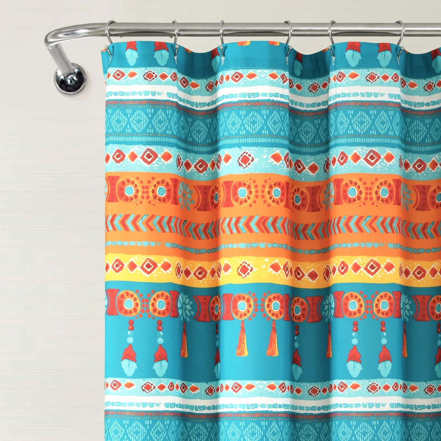 Boho Watercolor Border Shower Curtain - Image 3