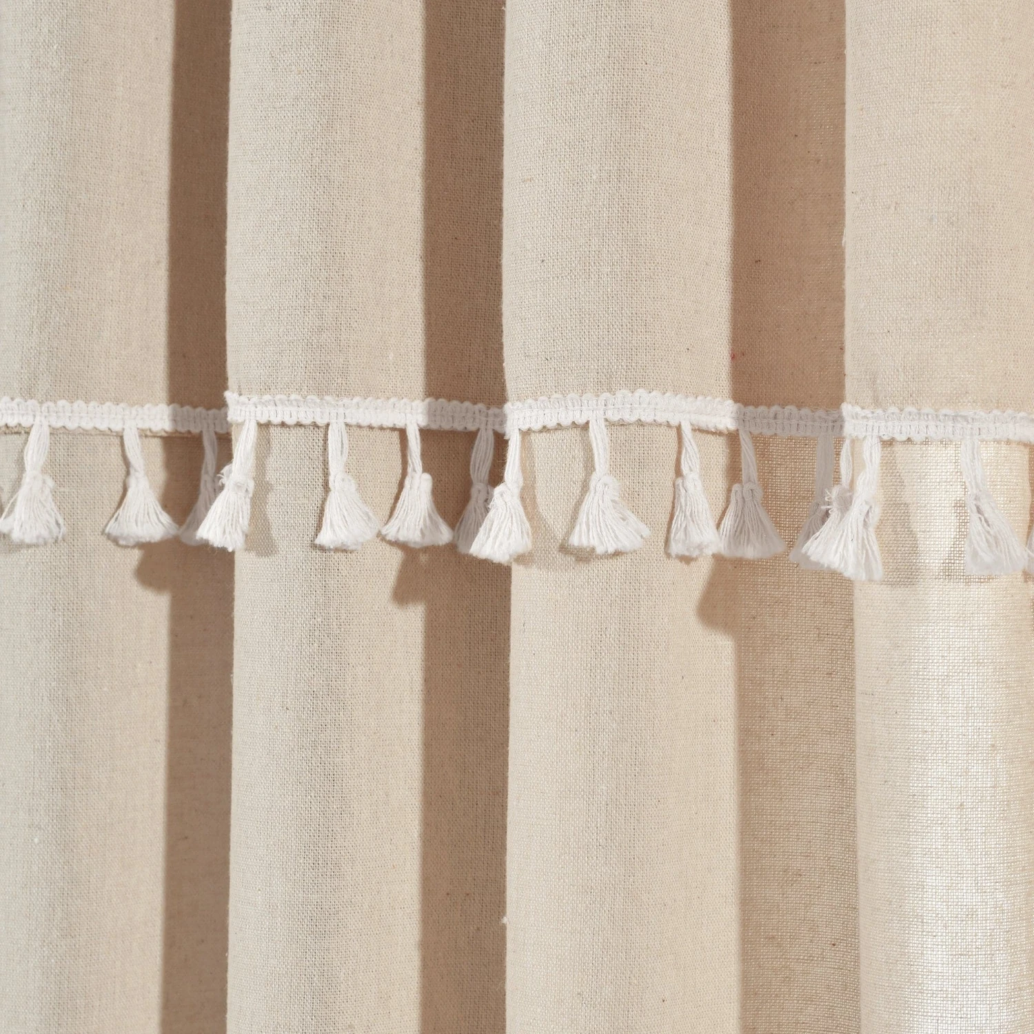 Ivy Tassel Faux Linen Window Curtain Panel Set - Image 4