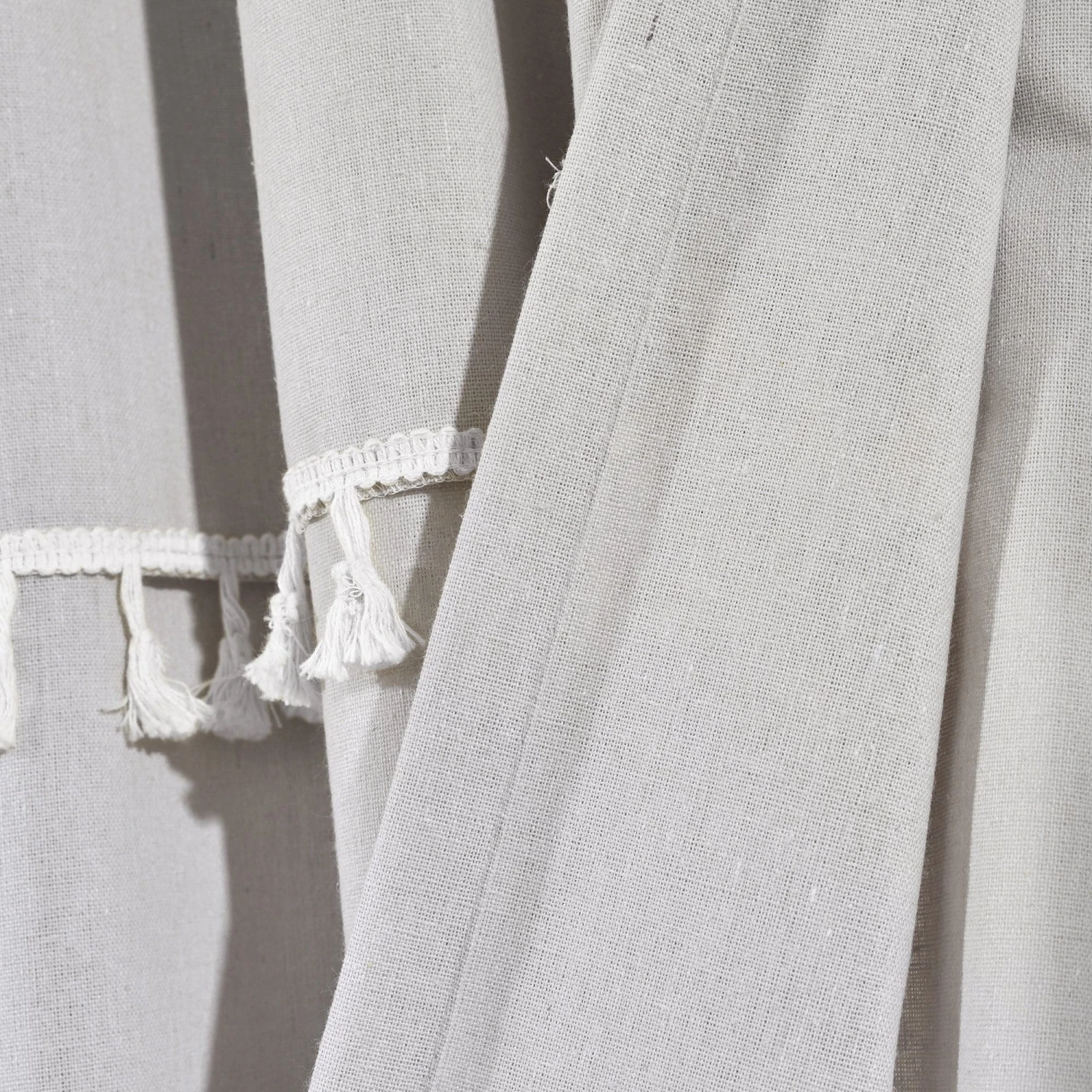 Ivy Tassel Faux Linen Window Curtain Panel Set - Image 8