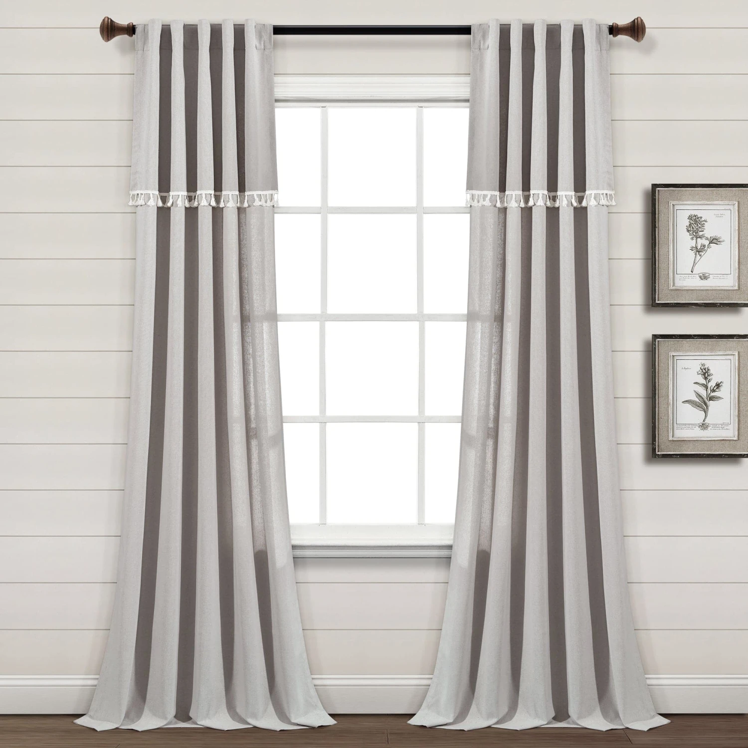 Ivy Tassel Faux Linen Window Curtain Panel Set - Image 2