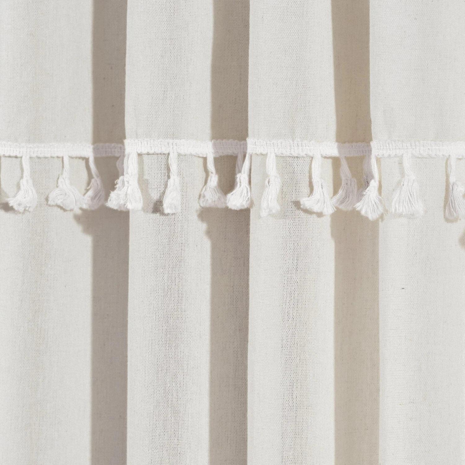 Ivy Tassel Faux Linen Window Curtain Panel Set - Image 11