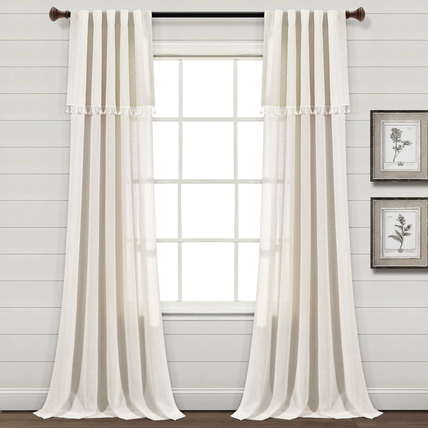 Ivy Tassel Faux Linen Window Curtain Panel Set - Image 9