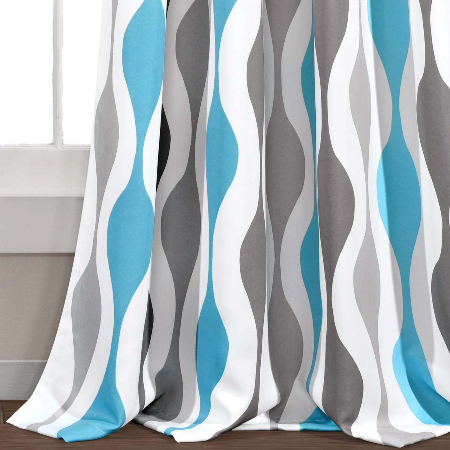 Mid Century Geo Light Filtering Window Curtain Panel Set - Image 13