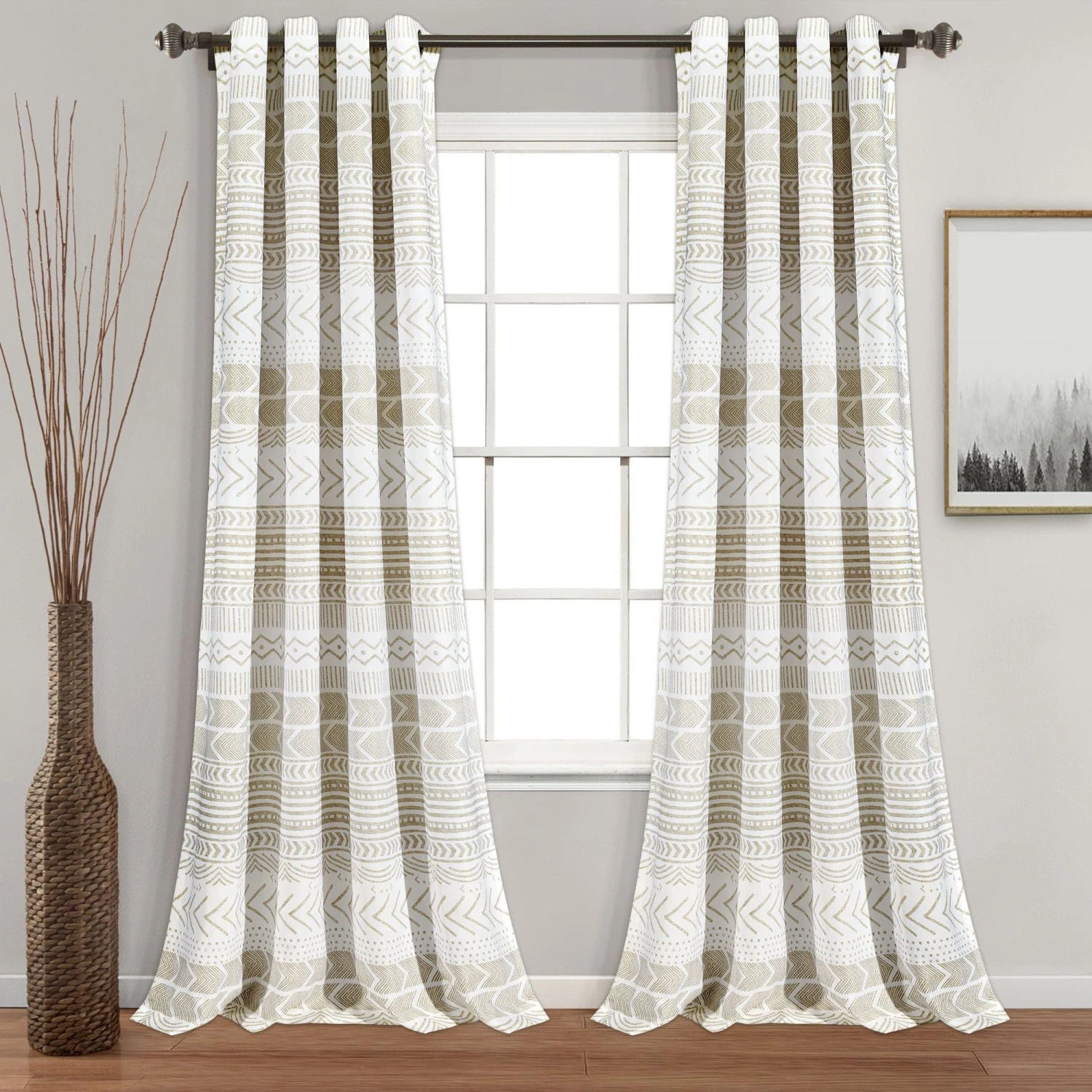 Hygge Geo Light Filtering Window Curtain Panel Set - Image 7