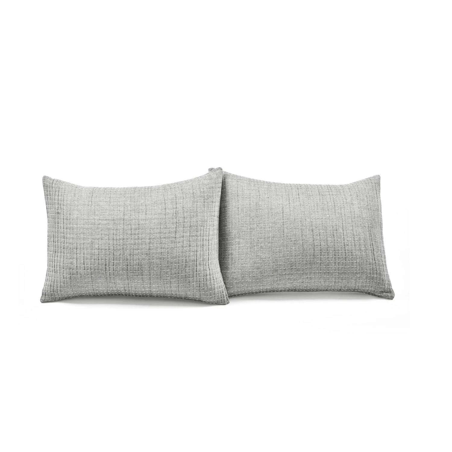 Solid Kantha Pick Stitch Yarn Dyed Cotton Woven Quilt/Coverlet Set - Image 16