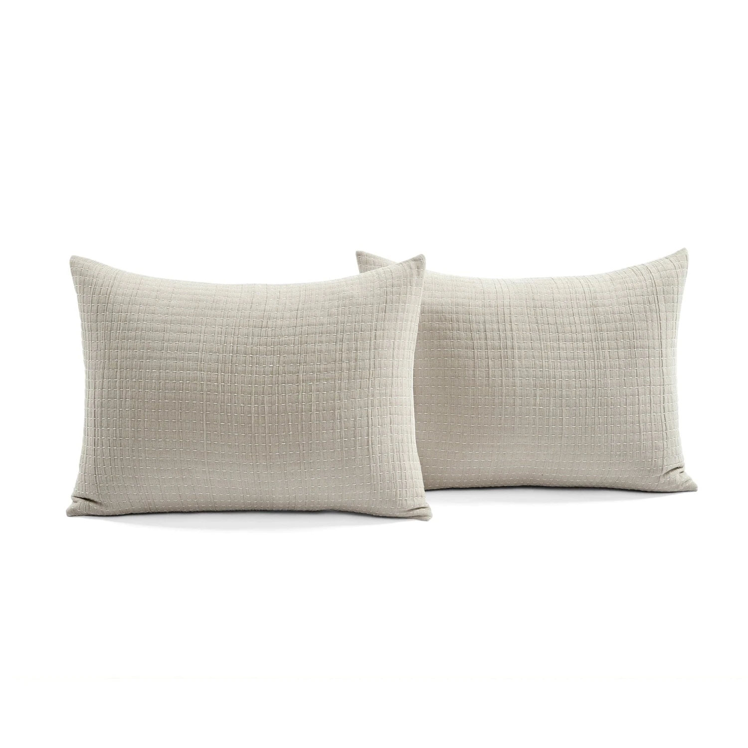 Solid Kantha Pick Stitch Yarn Dyed Cotton Woven Quilt/Coverlet Set - Image 19