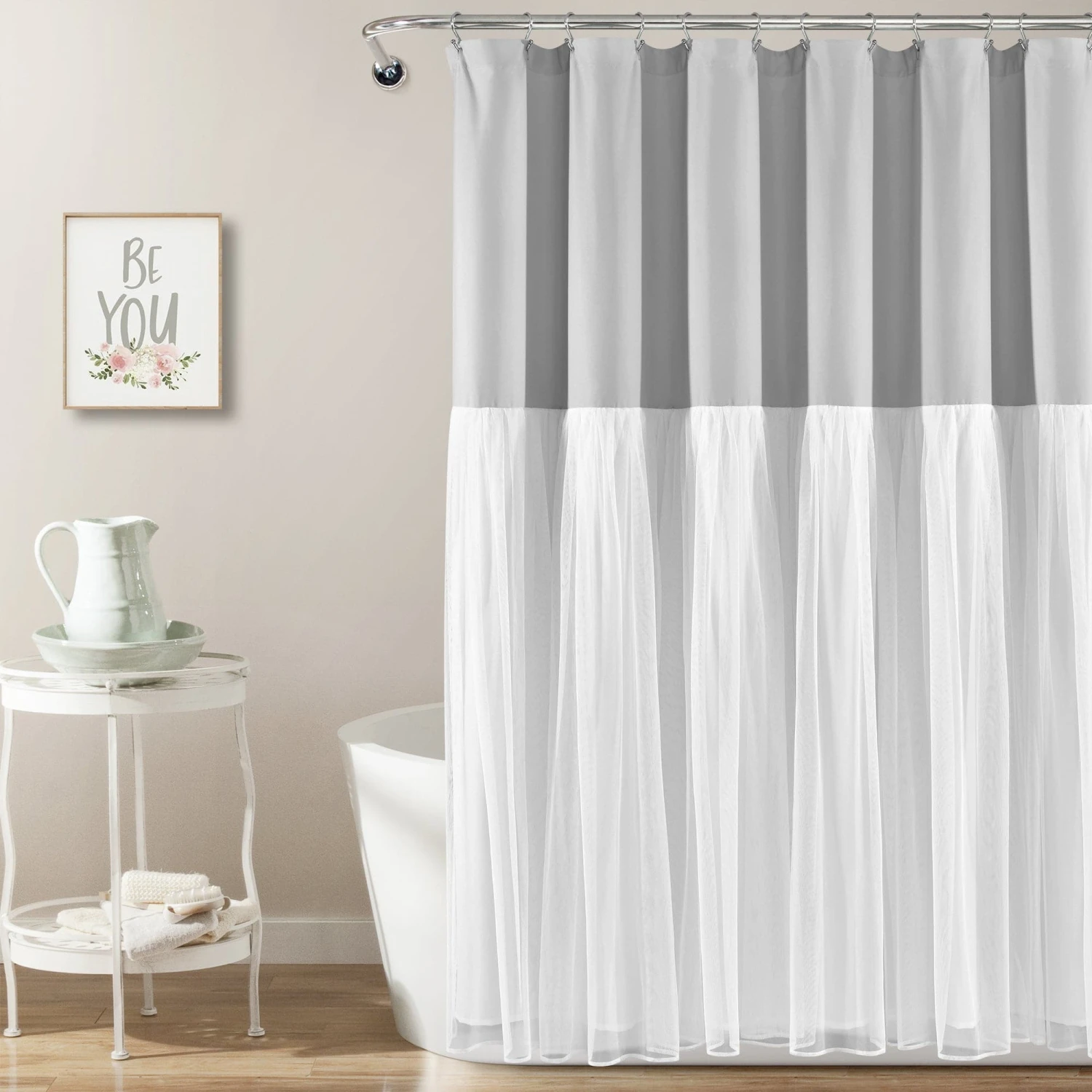 Tulle Skirt Colorblock Shower Curtain - Image 2