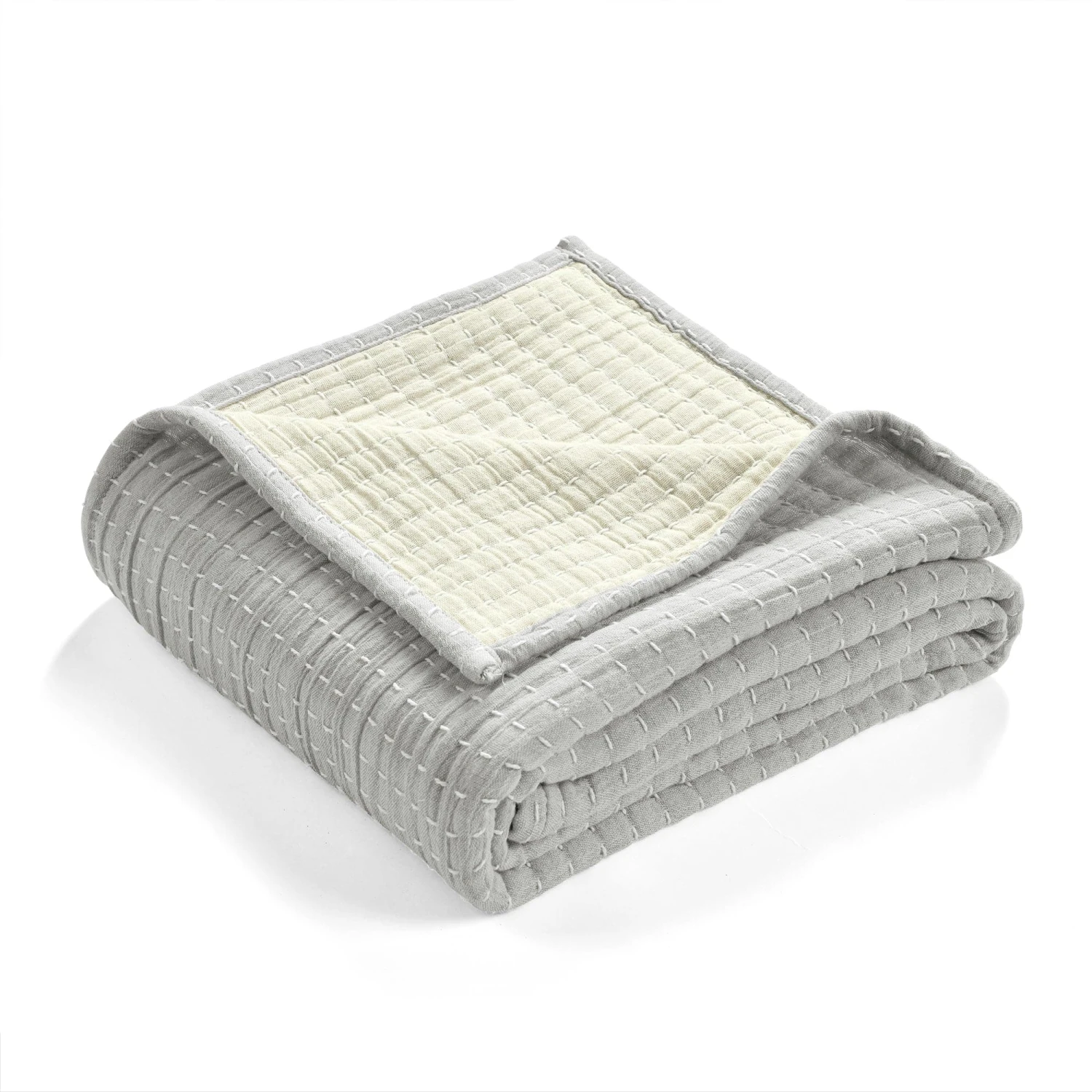 Solid Kantha Pick Stitch Yarn Dyed Cotton Woven Throw - Image 15