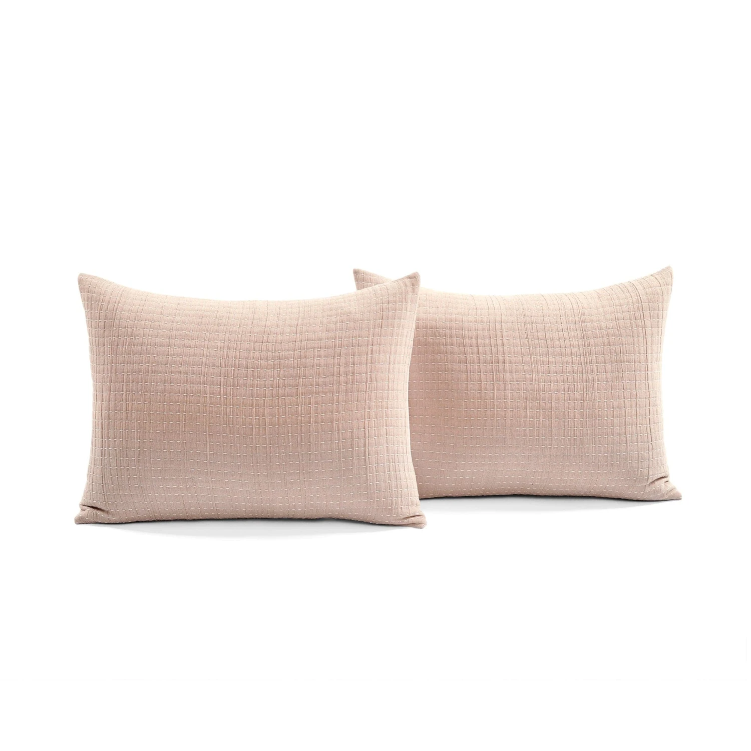 Solid Kantha Pick Stitch Yarn Dyed Cotton Woven Quilt/Coverlet Set - Image 18