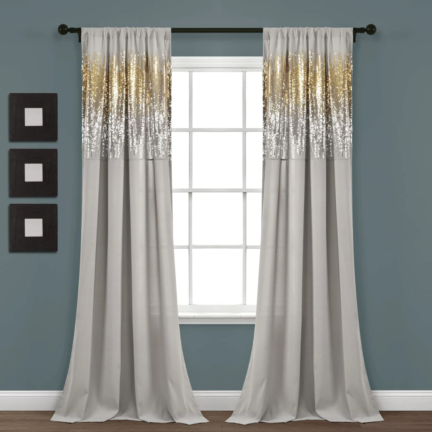 Shimmer Sequins Window Curtain Panel Set - Image 4